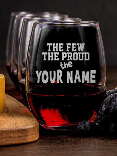 The Few The Proud : Cheese Board Wine Glass Gift Sets - Engraved