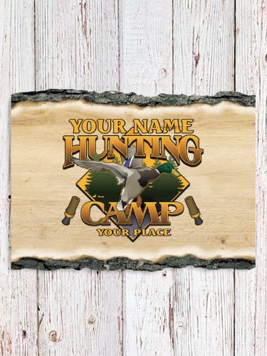 Duck Hunting Camp : Faux Sliced Log Plaque