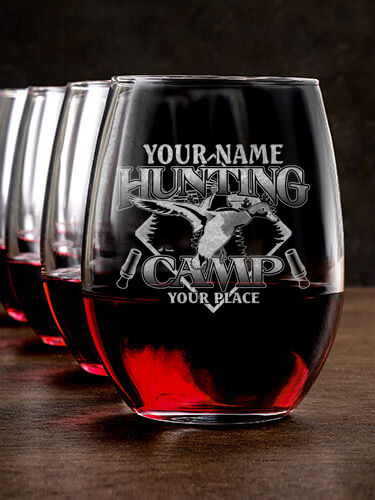 Duck Hunting Camp : Stemless Wine Glasses - Engraved