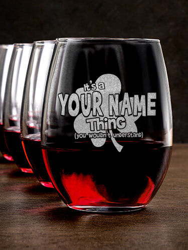 Irish Thing : Stemless Wine Glasses - Engraved