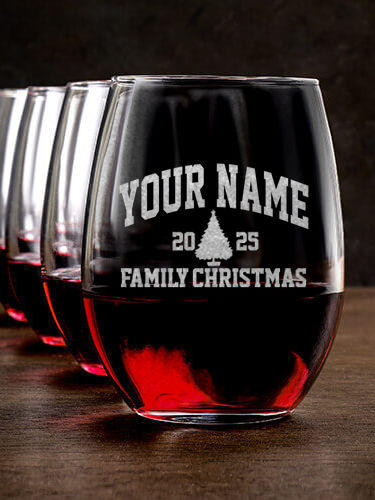 Christmas Varsity : Stemless Wine Glasses - Engraved