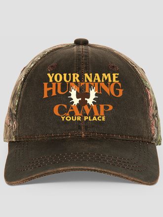 Moose Hunting Camp : Embroidered 2-Tone Camo Hats