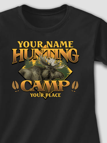 Moose Hunting Camp : Adult Ladies Fitted T-Shirt