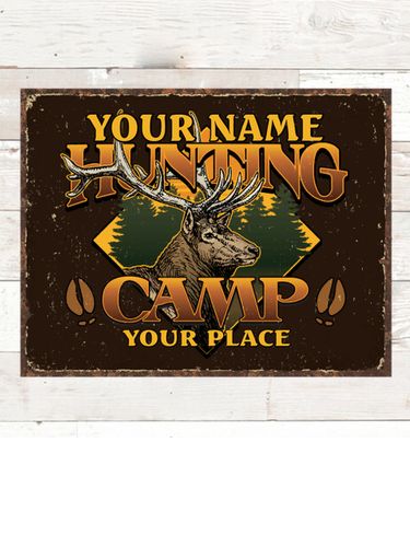 Elk Hunting Camp : Tin Signs