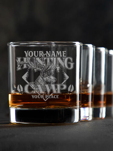 Elk Hunting Camp : Rocks Glasses - Engraved