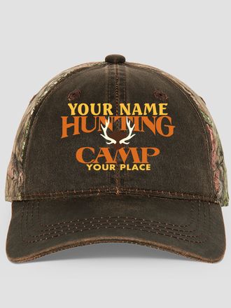Elk Hunting Camp : Embroidered 2-Tone Camo Hats