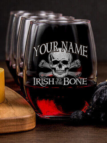 Irish to the Bone : Cheese Board Wine Glass Gift Sets - Engraved