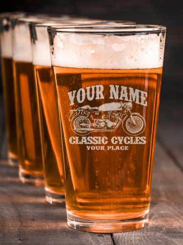 Classic Cycles : Pint Glasses - Engraved