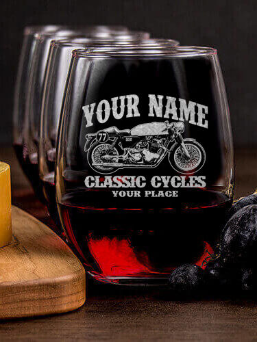 Classic Cycles : Cheese Board Wine Glass Gift Sets - Engraved