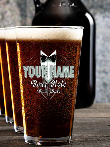 Bridal Party Guys : Growler Pint Glass Gift Sets - Color Printed