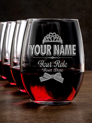 Bridal Party Girls : Stemless Wine Glasses - Engraved