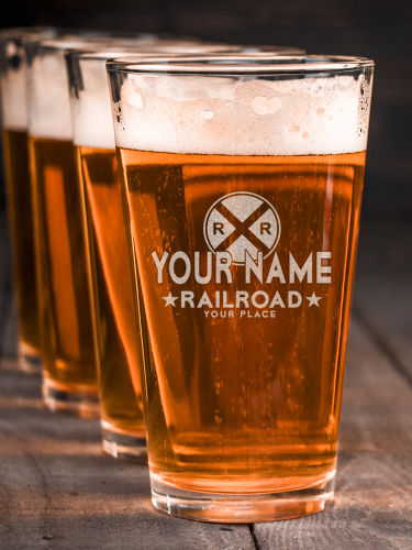 Railroad : Pint Glasses - Engraved
