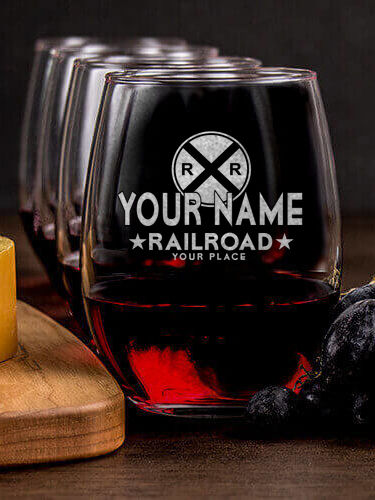 Railroad : Cheese Board Wine Glass Gift Sets - Engraved