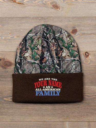 All American : Embroidered 2-Tone Camo Cuffed Beanie