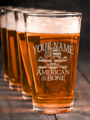 American to the Bone : Pint Glasses - Engraved