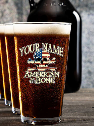 American to the Bone : Growler Pint Glass Gift Sets - Color Printed