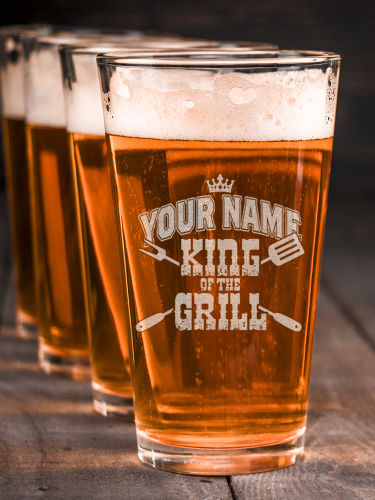King of the Grill : Pint Glasses - Engraved