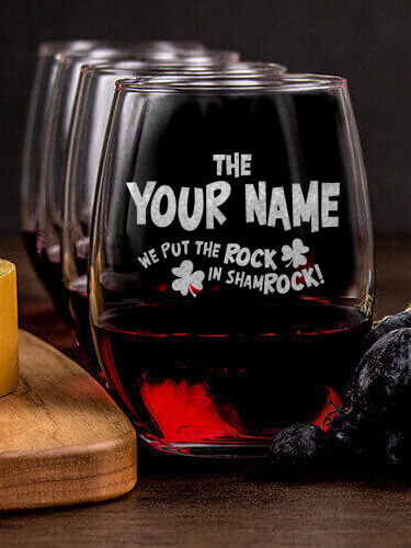 ShamROCK : Cheese Board Wine Glass Gift Sets - Engraved