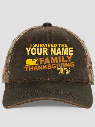 I Survived Thanksgiving : Embroidered 2-Tone Camo Hats