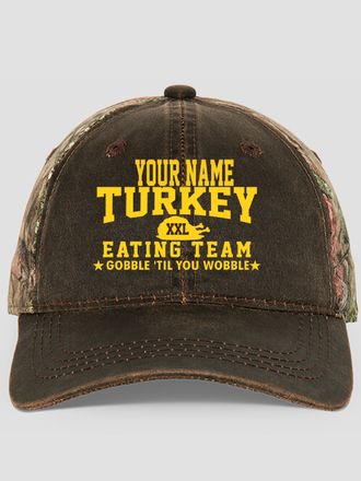 Turkey Eating Team : Embroidered 2-Tone Camo Hats