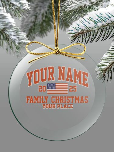 American Christmas Varsity : 4 Inch Round Glass Ornament