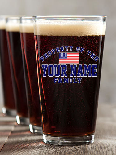 Property of Flag : Pint Glasses - Color Printed
