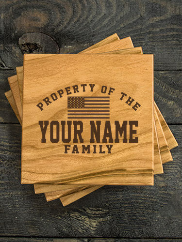 Property of Flag : Coasters - Engraved