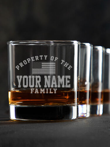 Property of Flag : Rocks Glasses - Engraved