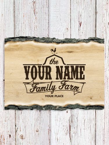 Family Farm : Faux Sliced Log Plaque