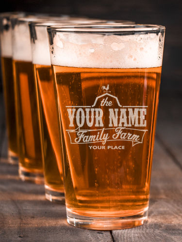 Family Farm : Pint Glasses - Engraved