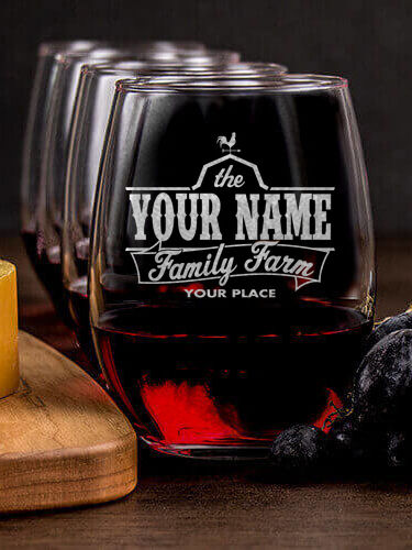 Family Farm : Cheese Board Wine Glass Gift Sets - Engraved