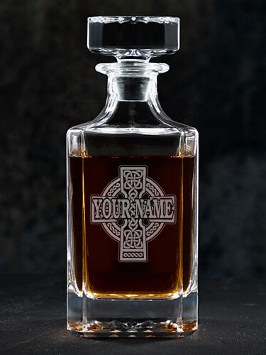 Celtic Stone Cross : Whiskey Decanter - Engraved