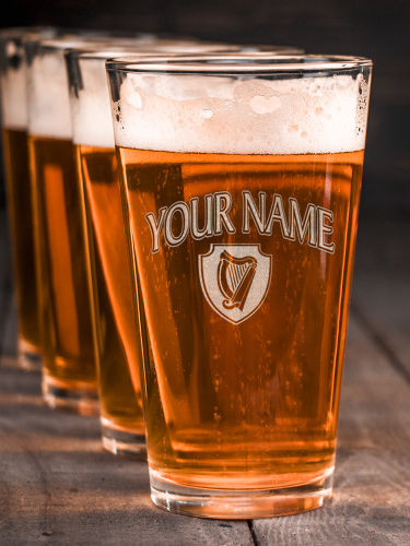 Irish Harp : Pint Glasses - Engraved