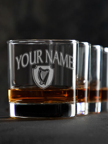 Irish Harp : Rocks Glasses - Engraved