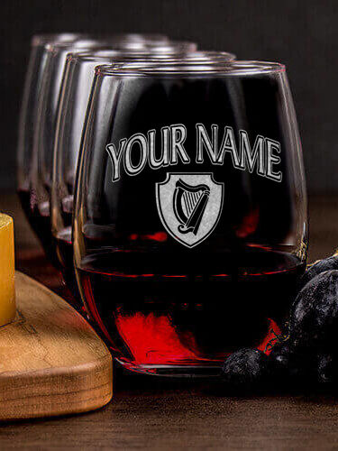 Irish Harp : Cheese Board Wine Glass Gift Sets - Engraved