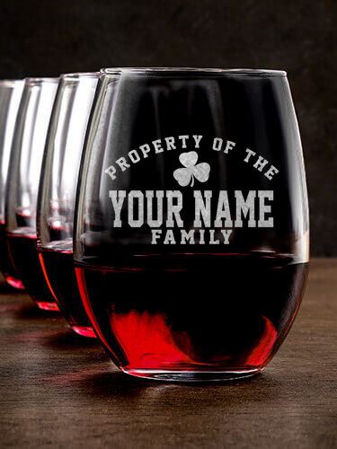 Property of Irish : Stemless Wine Glasses - Engraved