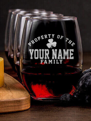 Property of Irish : Cheese Board Wine Glass Gift Sets - Engraved