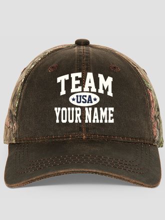 Team USA : Embroidered 2-Tone Camo Hats