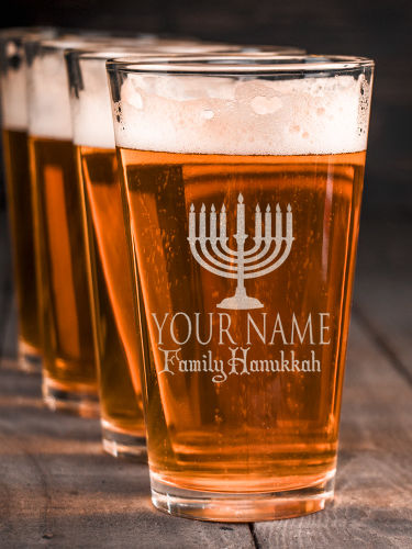 Hanukkah : Pint Glasses - Engraved