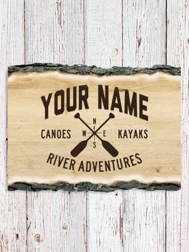 River Adventures : Faux Sliced Log Plaque