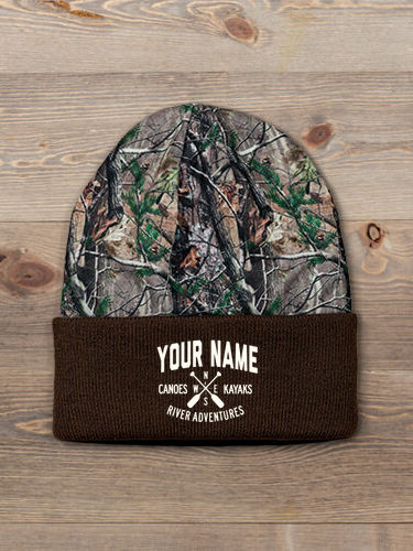 River Adventures : Embroidered 2-Tone Camo Cuffed Beanie