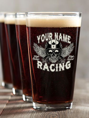 Racing Skull : Pint Glasses - Color Printed
