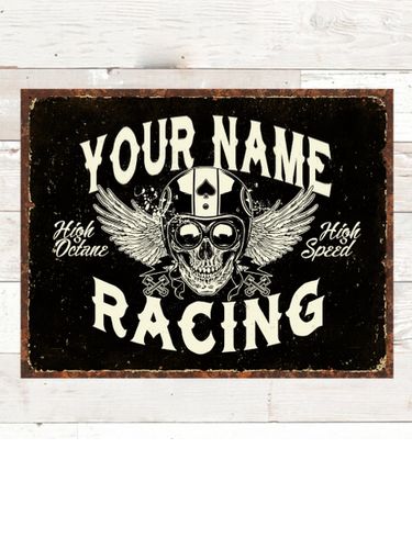 Racing Skull : Tin Signs