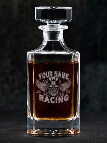 Racing Skull : Whiskey Decanter - Engraved