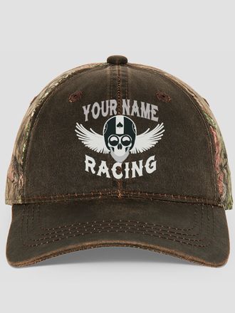 Racing Skull : Embroidered 2-Tone Camo Hats