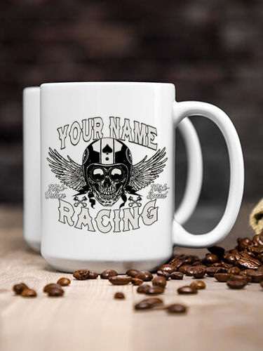 Racing Skull : Ceramic Coffee Mugs