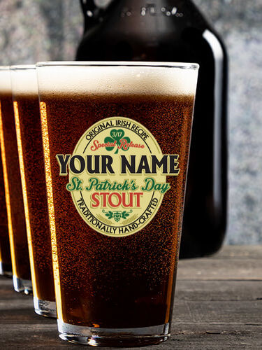 St. Patrick's Day Stout : Growler Pint Glass Gift Sets - Color Printed