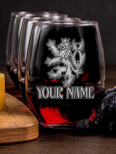 Czech Lion : Cheese Board Wine Glass Gift Sets - Engraved