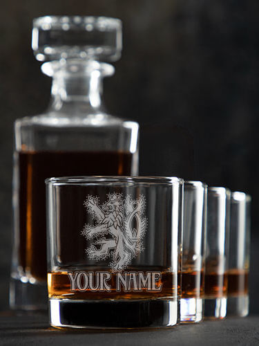 Czech Lion : Decanter Rocks Glass Gift Sets - Engraved