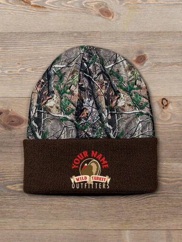 Wild Turkey Outfitters : Embroidered 2-Tone Camo Cuffed Beanie
